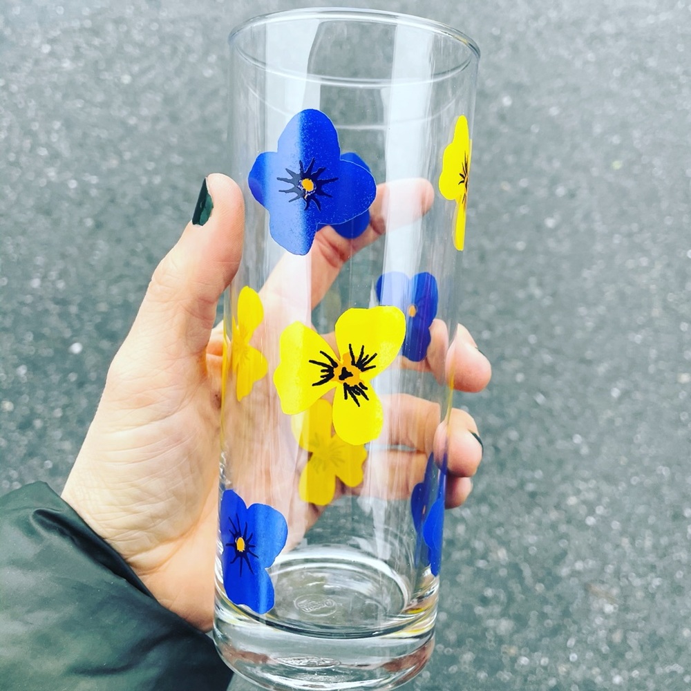 Set of 5 hand painted flower glasses